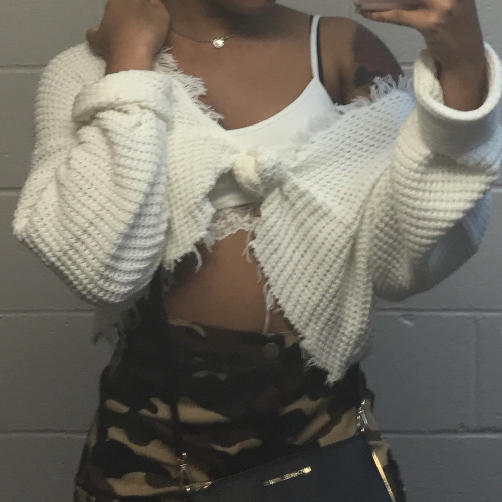 White Forever 21 Knitted Crop Top